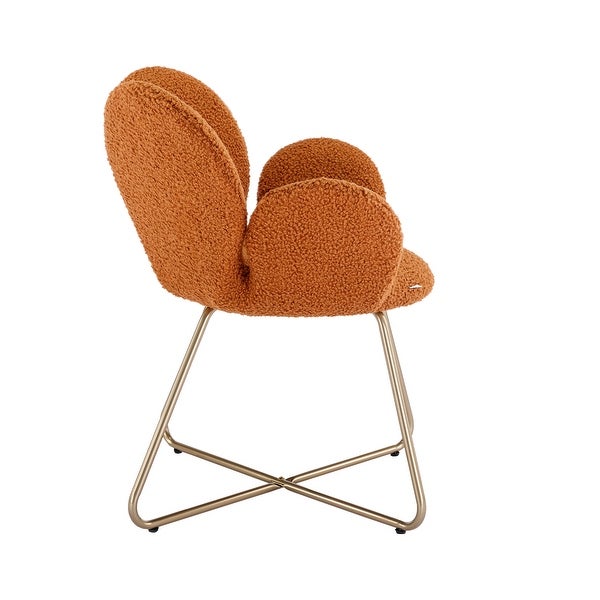 2PC Modern Accent Chairs， Comfy Cute Upholstered Vanity Desk Chair， Teddy Polyester Armchairs