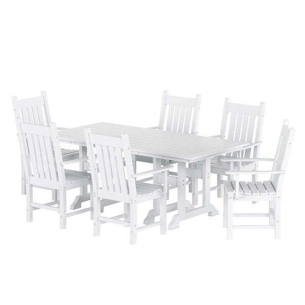 Polytrends Laguna Hdpe All Weather Outdoor Patio Dining Set with Rectangle Table，Arm Chairs (7Piece Set)