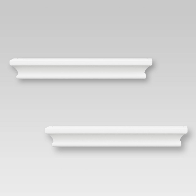 2pc Traditional Wall Shelf Set White