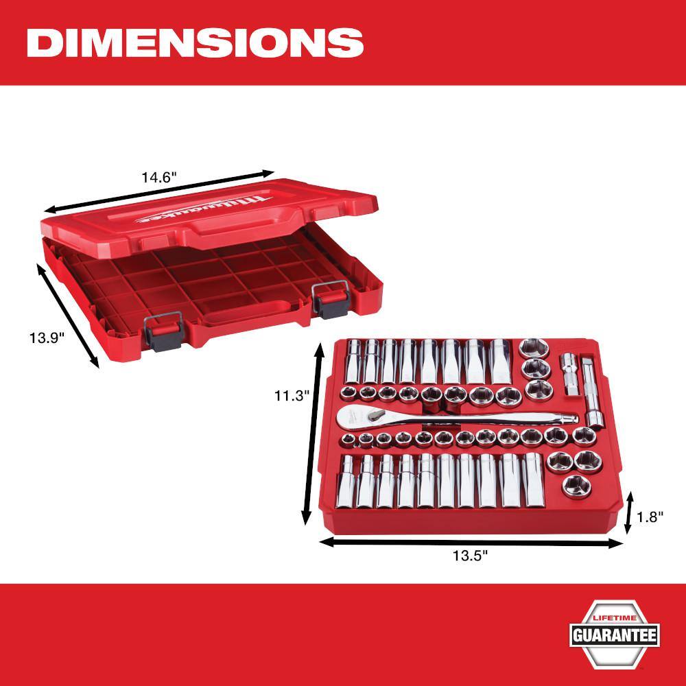 MW 12 in. Drive SAEMetric Ratchet and Socket Mechanics Tool Set with SAE Combination Ratcheting Wrench Set (62-Piece) 48-22-9010-48-22-9416