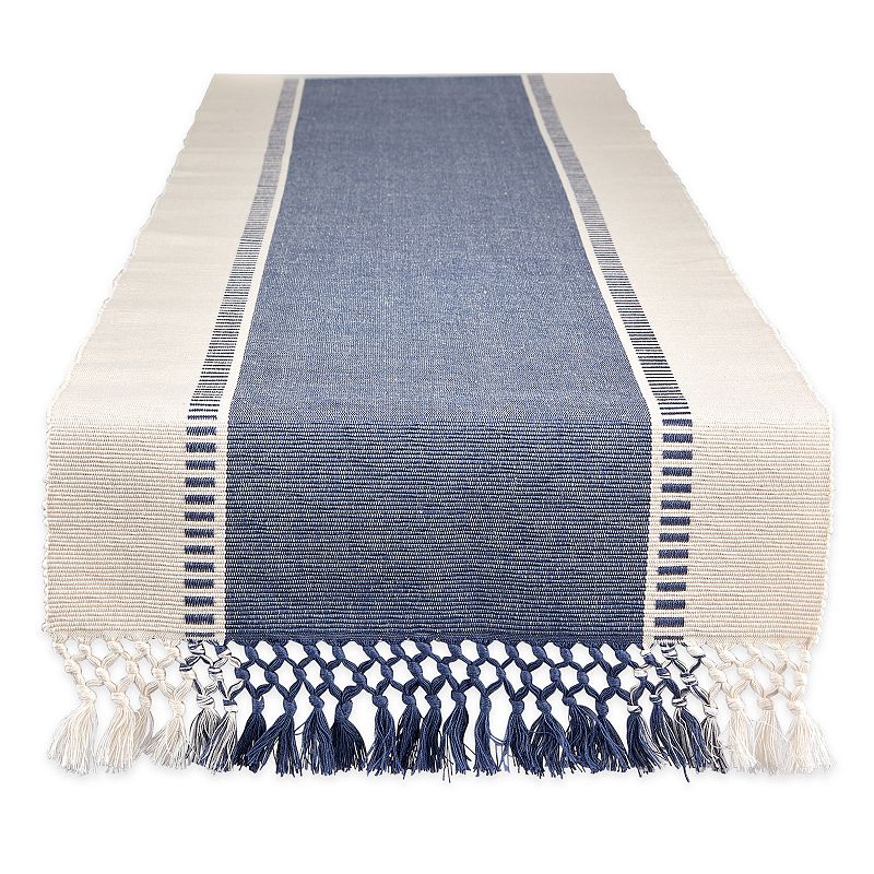 13 x 72 Blue and White Dobby Striped Rectangular Table Runner