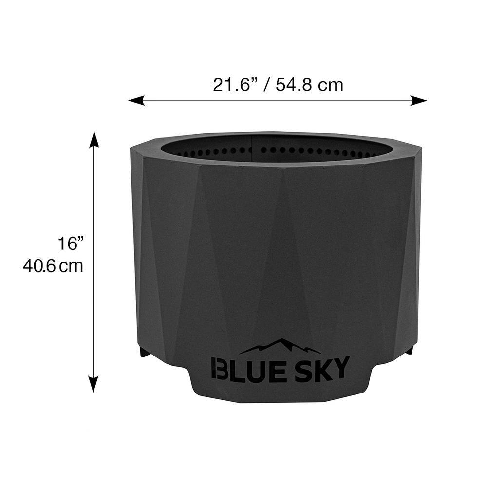 BLUE SKY OUTDOOR LIVING The Peak 22 in. x 16 in. Round Steel Smokeless Wood Patio Fire Pit PFP2216