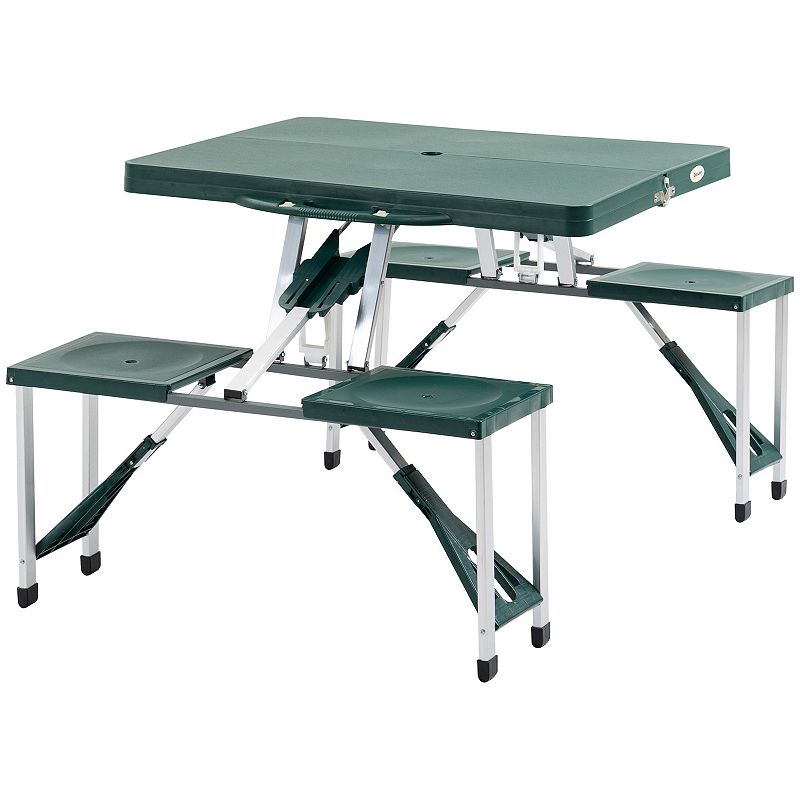 Deep Green Outdoor Aluminum Portable Folding Camping Picnic Table Case 4 Seats