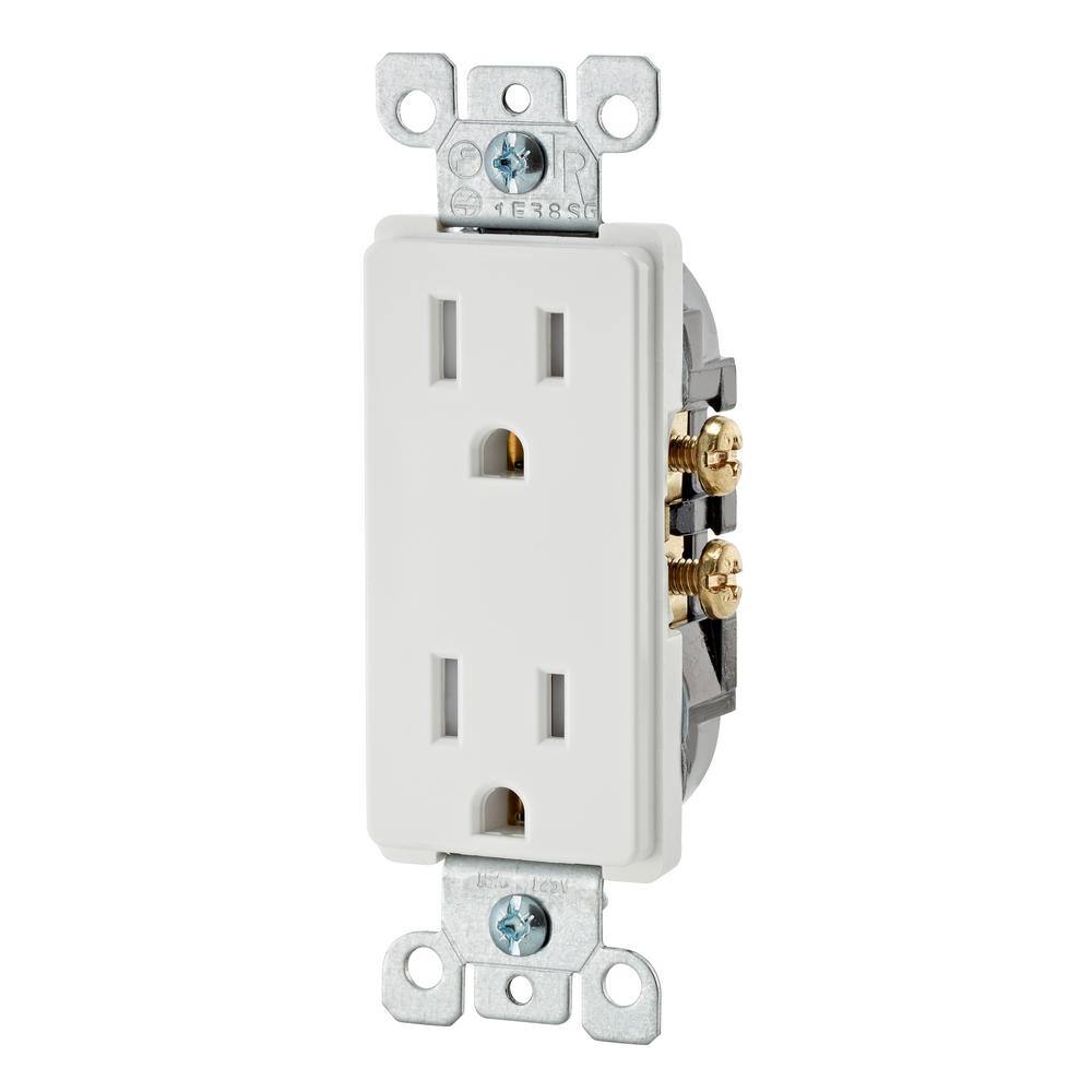 Leviton Decora 15 Amp Tamper Resistant Duplex Outlet White R57-T5325-0DW