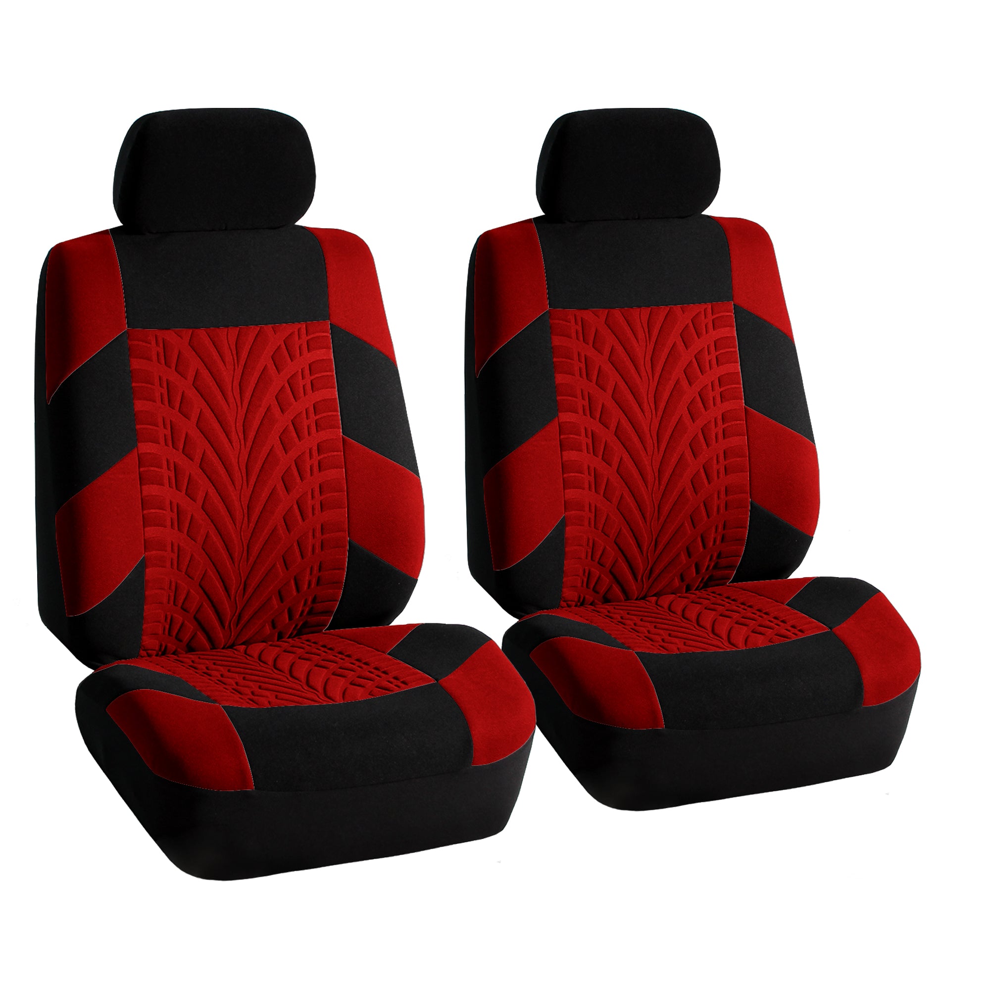 FH Group FH Travel Master Car Seat Covers for Auto Complete Seat Covers Set with Black Premium Carpet Floor Mats Red Black