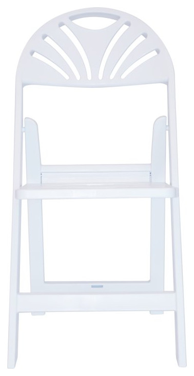 Set of 4 Folding Chair  Resin Construction With Slatted Seat  ampFan Back  White   Transitional   Outdoor Folding Chairs   by Decorn  Houzz