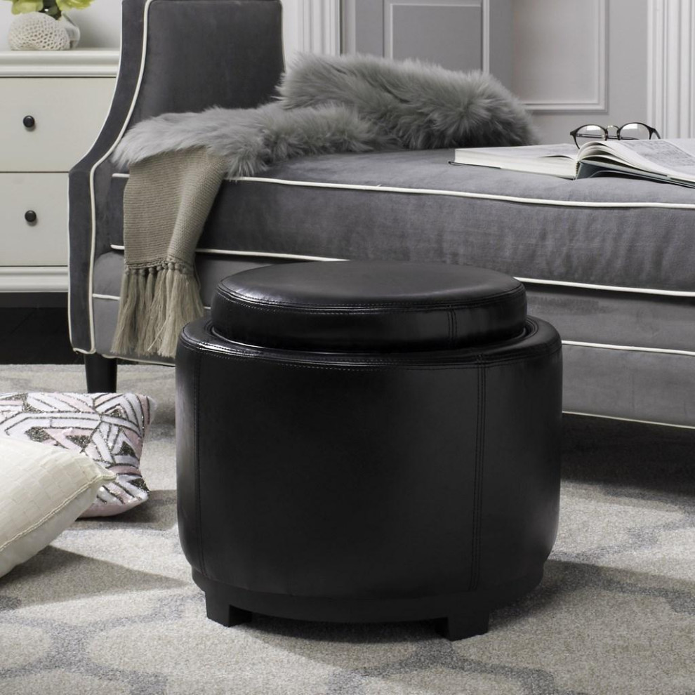 Tad Storage Tray Ottoman Black   Contemporary   Footstools And Ottomans   by V.S.D Furniture  Houzz