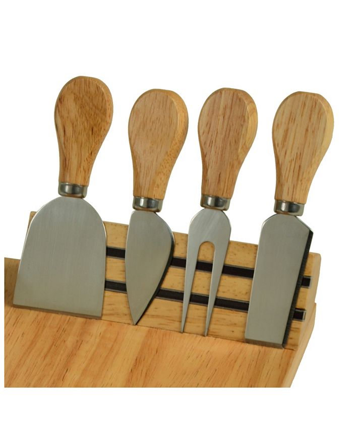 Picnic At Ascot Windsor hardwood Cheese Board Set -Tools， Cheese Markers， Bowl