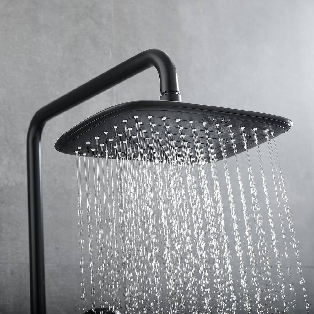 Toject Elsy 2-Spray Patterns with 2.5 GPM 10 in. Wall Mount Dual Shower Heads with Handheld Shower in Matte Black HST1002MB