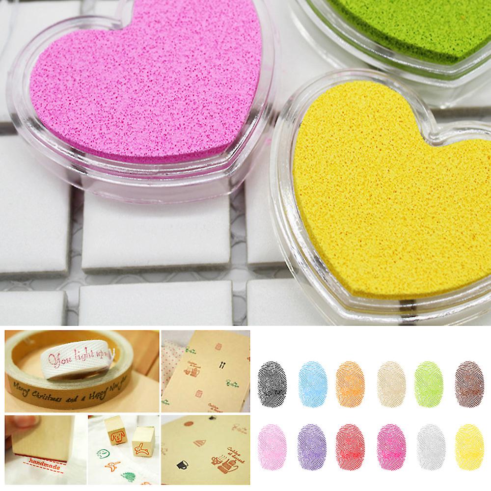 Craft Finger Ink Pad Stamps Candy Colors Heart-shaped Design Fingerprint Inkpad For Diy Scrapbooking Rubber Stamp Card Making Pink