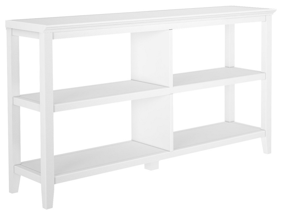 Newridge 2 Tier Low Wooden Bookcase White   Transitional   Bookcases   by VirVentures  Houzz