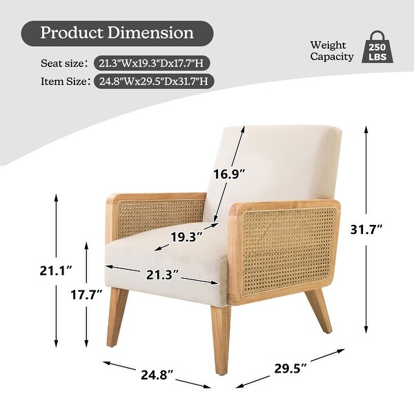 Carmina Upholstered Accent Chair with Natural Rattan Arms by HULALA HOME