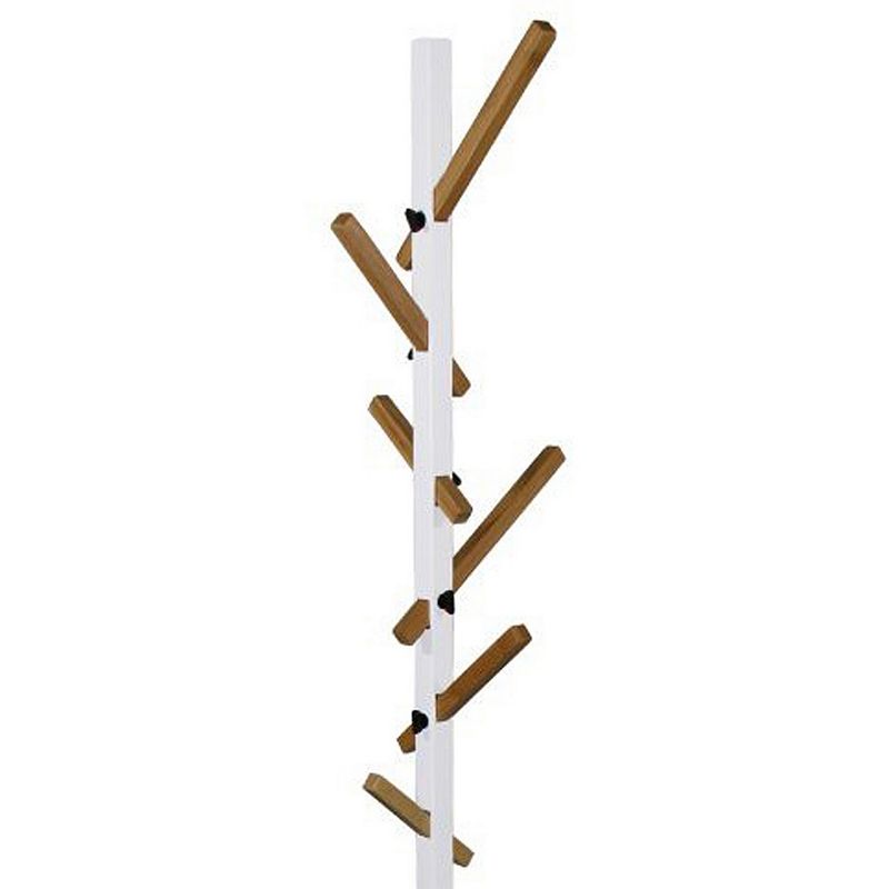 Freestanding Skyline Design Wooden Frame Coat Rack， White and Brown