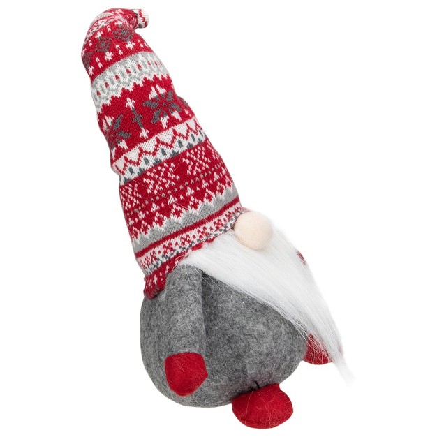 Northlight 17 inch Red Gray And White Lodge style Tabletop Gnome Christmas Decoration