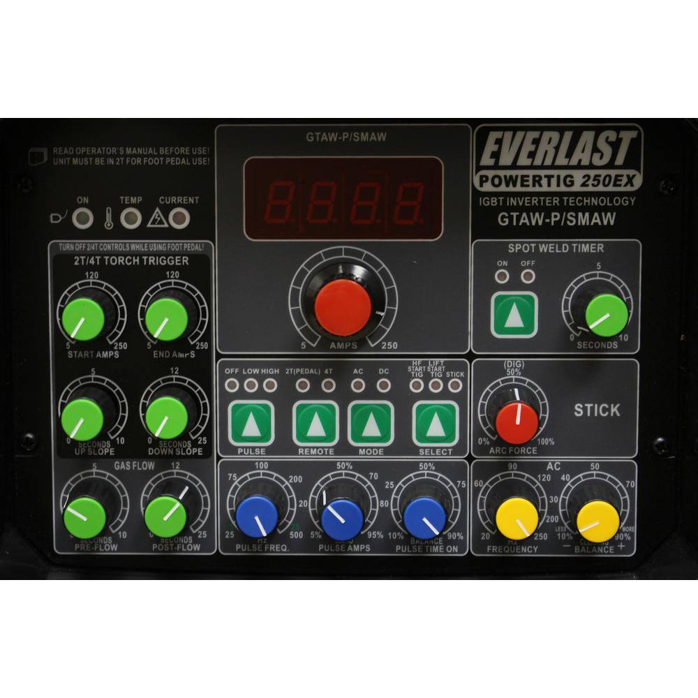 Everlast 250 Amp PowerTIG 250EX IGBT Digital Inverter ACDC StickTIG Welder with High Frequency and Lift TIG Start 240V PowerTIG 250EX