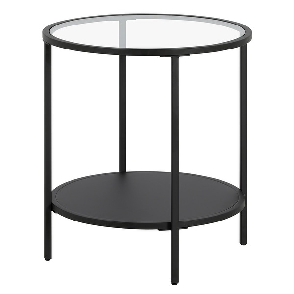 Sivil 20'' Wide Round Side Table with Metal Shelf