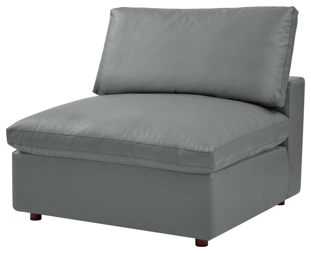 Sofa  Faux Vegan Leather  Gray  Modern  Living Lounge Hotel Hospitality   Transitional   Sofas   by House Bound  Houzz