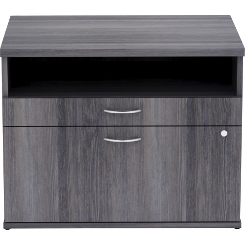 Lorell Relevance Series Charcoal Laminate Office Furniture Credenza - 2-Drawer (16213)