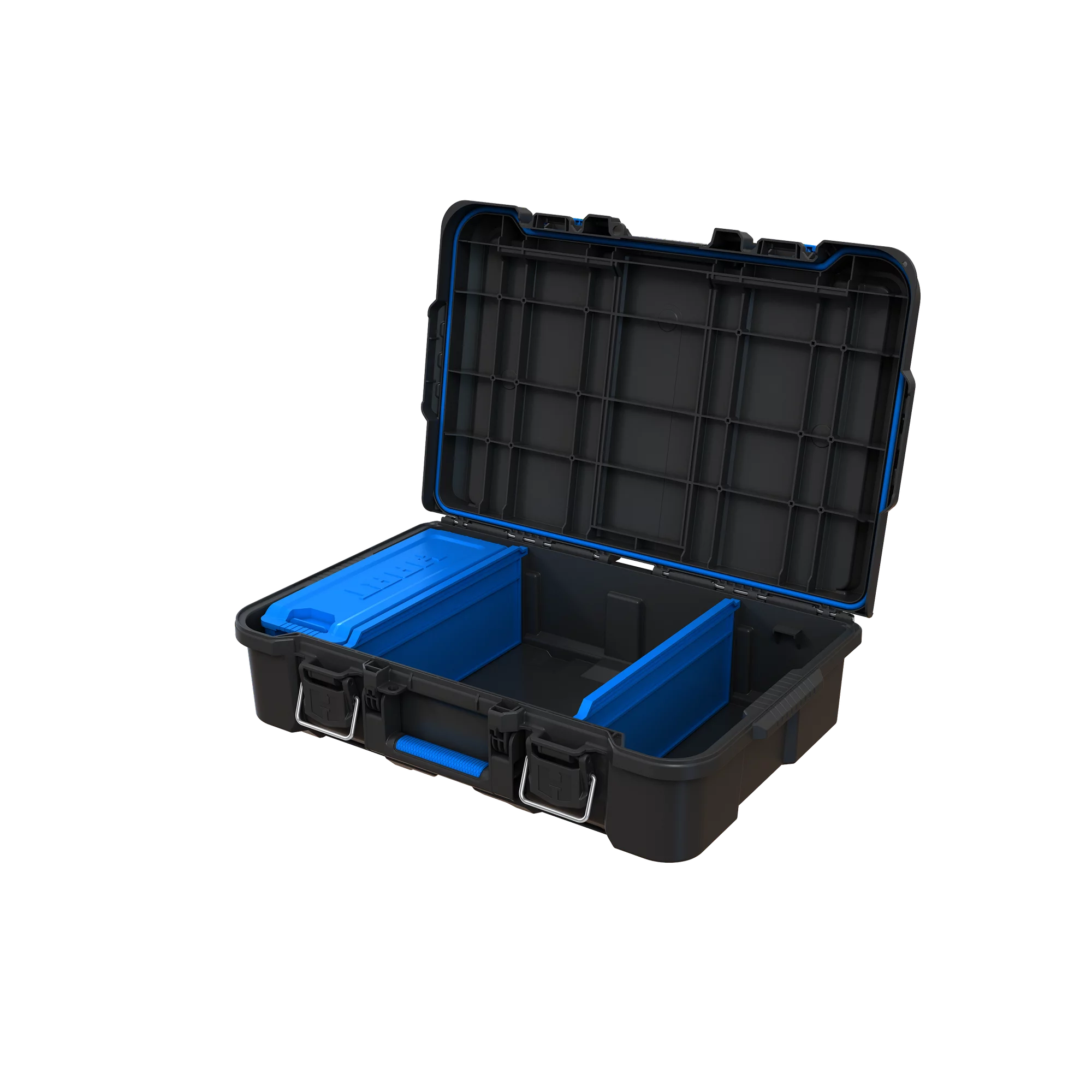 HART 252719 Stack System Tool Box with Small Blue Organizer and Dividers， Fits HART's Modular Storage System