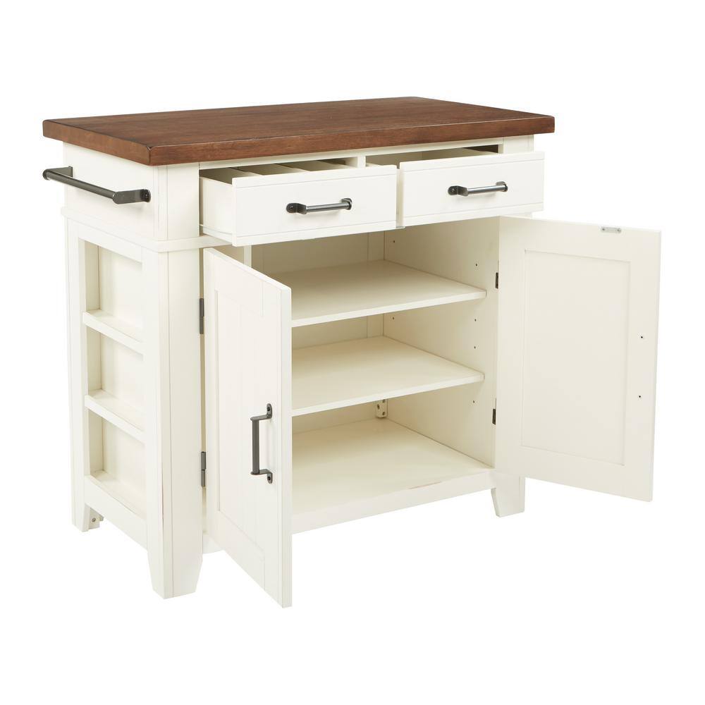 OSP Home Furnishings Urban Farmhouse Kitchen Island White Base with Vintage Oak Top BP-4207-942