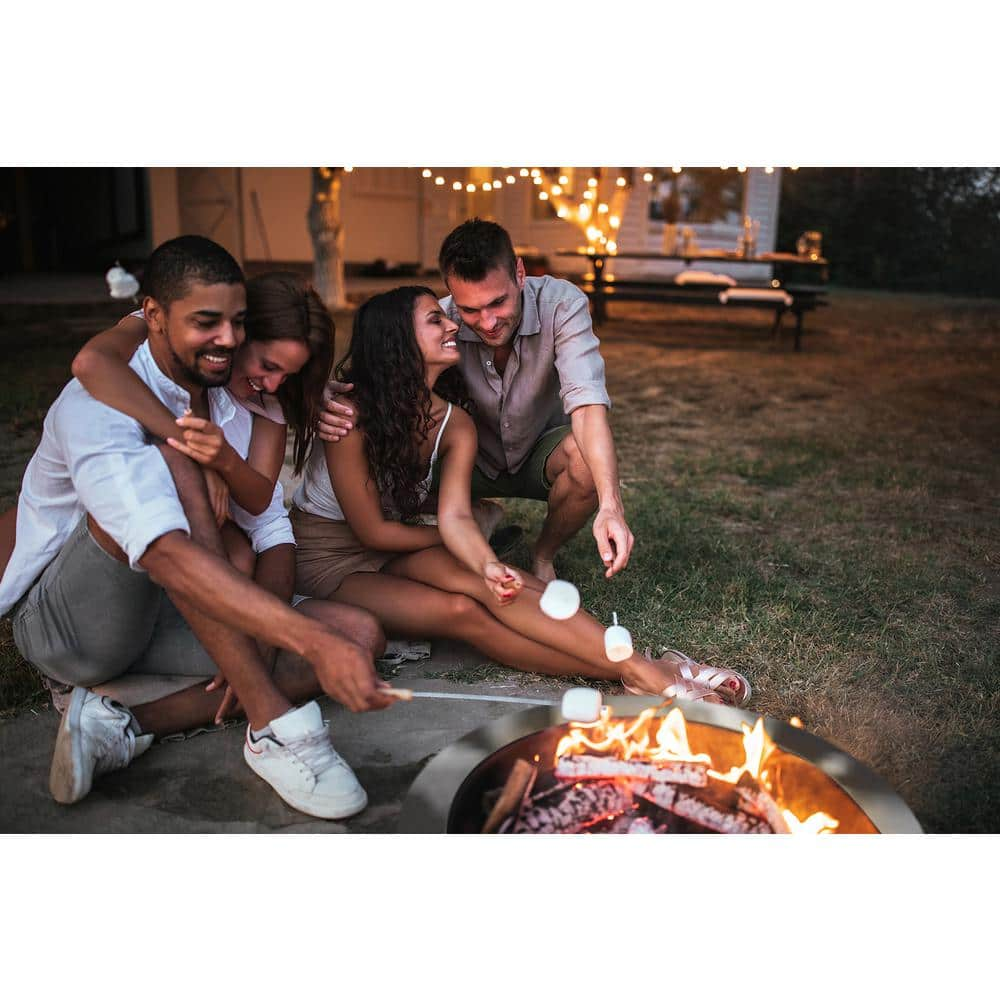 HotShot Homestead Low Smoke 25 in. Round Wood-Burning Fire Pit in Stainless Steel with Cover 52359