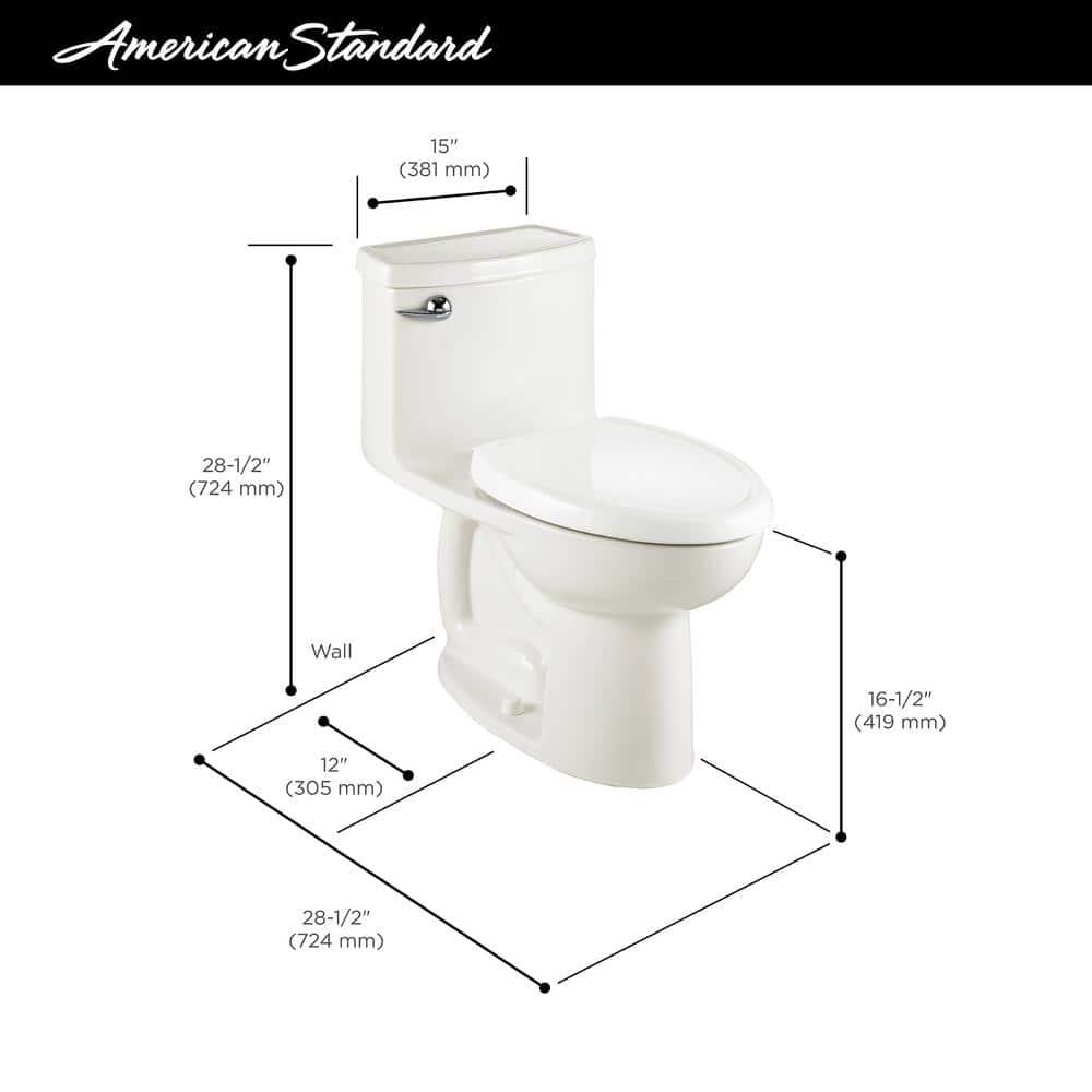 American Standard Compact Cadet 3 FloWise Tall Height 1Piece 128 GPF Single Flush Elongated Toilet in Bone Seat Included