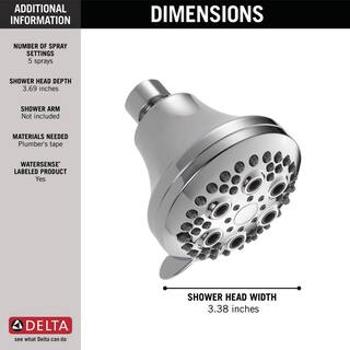 Delta 5-Spray Patterns 1.75 GPM 4 in. Wall Mount Fixed Shower Head in Chrome 75556