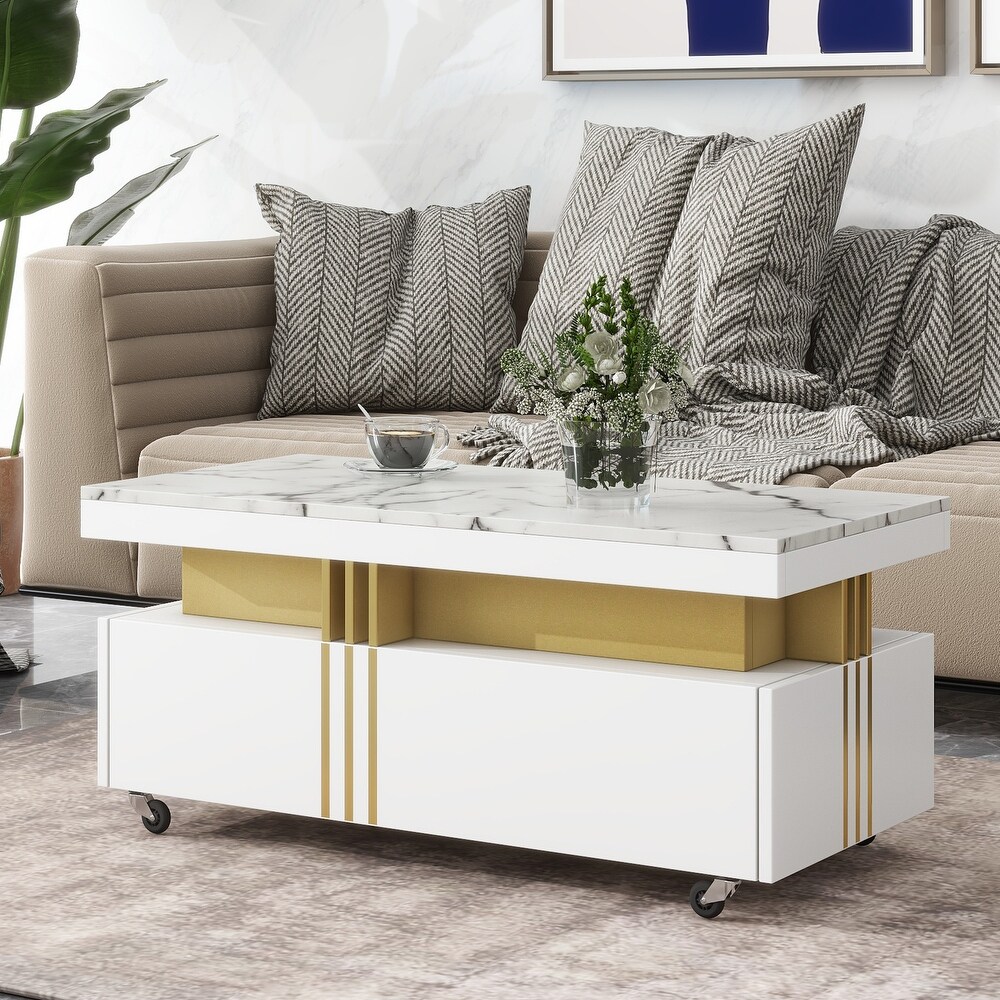 Contemporary Coffee Table with Faux Marble Top