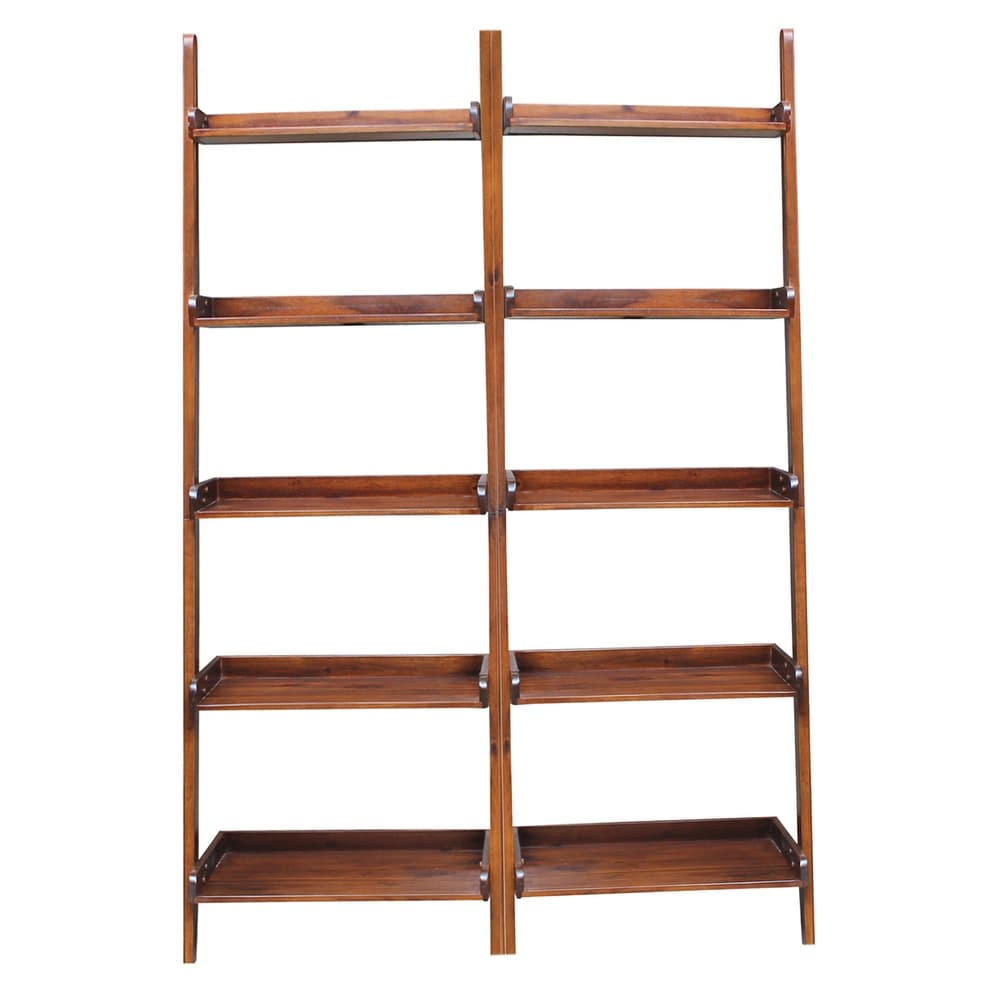 Solid Wood Lean to 5 tier Shelf Unit Set (Set of 2)