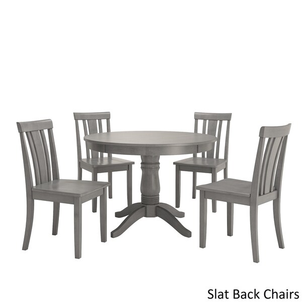 Wilmington II Round Pedestal Base Antique Grey 5-Piece Dining Set by iNSPIRE Q Classic