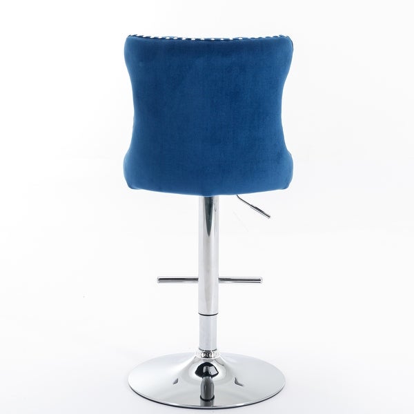 Swivel Velvet Barstools Adjusatble Seat， Modern Bar Chairs Comfortable Tufted