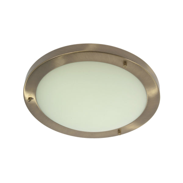 Oaks RONDO/30 AB Rondo Antique Brass Bathroom Modern Round Flush Light 305mm