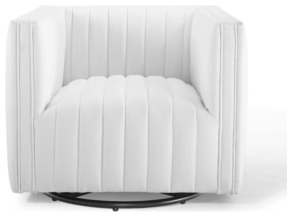 Aria White Tufted Swivel Upholstered Armchair   Contemporary   Armchairs And Accent Chairs   by Rustic Home Furniture Deco  Houzz