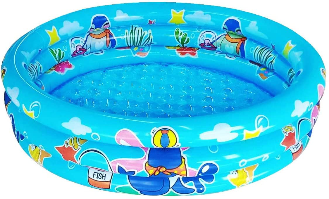 10Leccion Inflatable Kids Pool, Blue Swimming Pool for Toddler, Round Blow up Ball Pit Pool(48"*12")