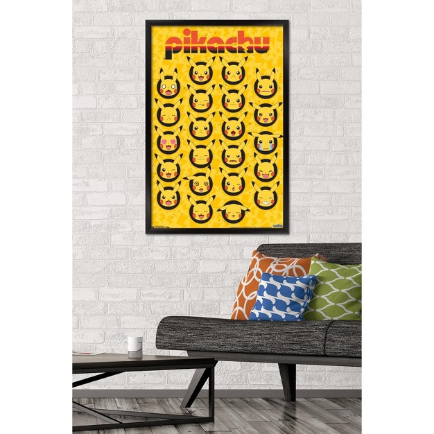 Trends International Pok mon Pikachu Faces Framed Wall Poster Prints