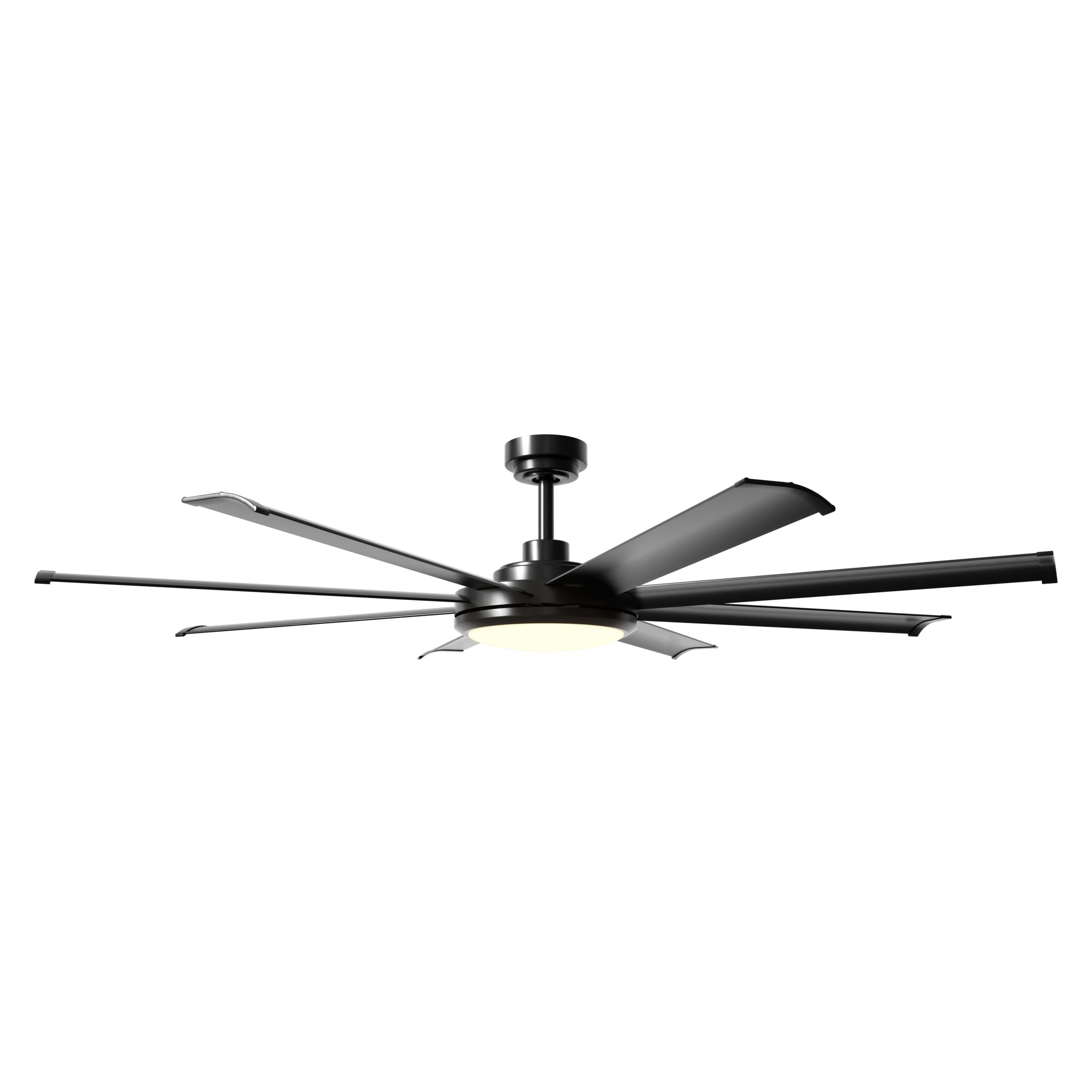 60-in Industrial 8-Blades Matte Black Reversible Ceiling Fan with Light and Remote Control - 60 Inches