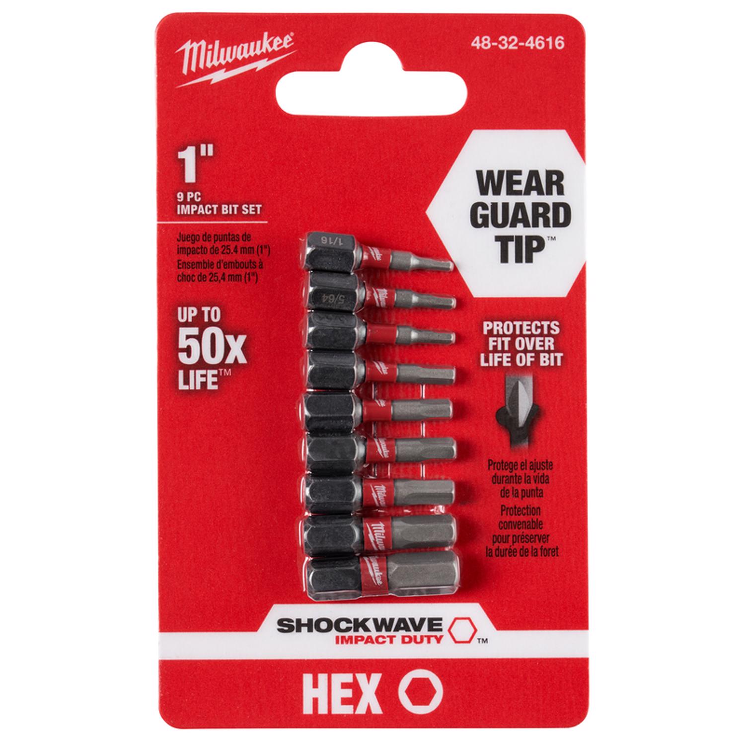 MW Shockwave Hex 1 in. L Impact Insert Bit Set Steel 9 pc