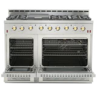 NXR Entree 48 in. 7.2 cu. ft. Professional Style Dual Fuel Range with Convection Oven in Stainless Steel and Gold NKD4811-G