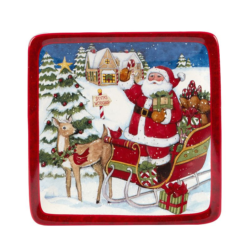 Certified International Santa's Workshop 4-pc. Canape Plate Set