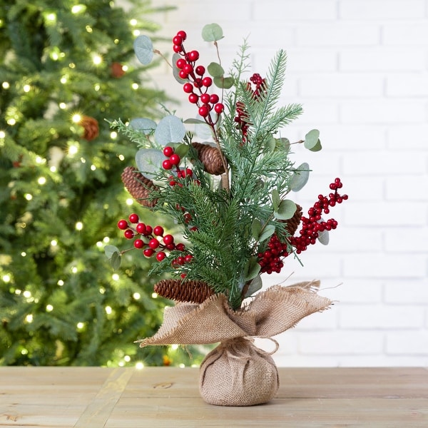 Glitzhome 20H Christmas Floral Table Tree Decor