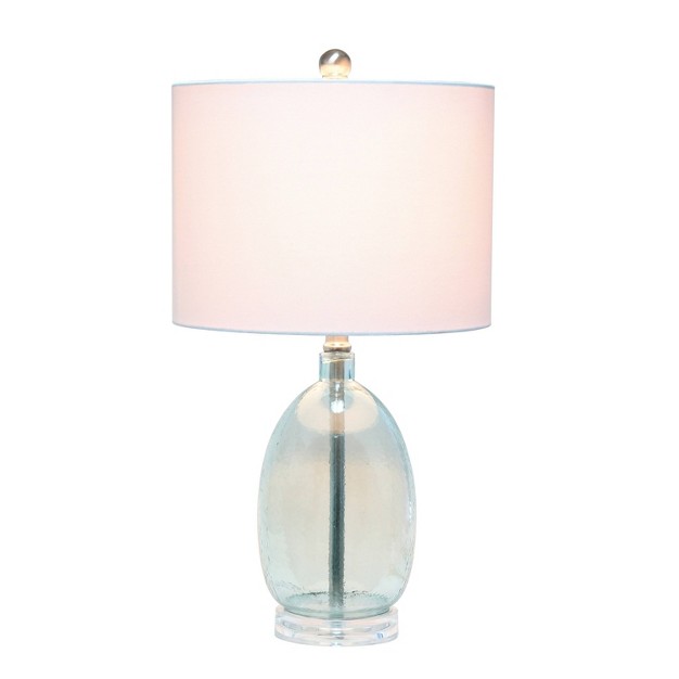 Glass Table Lamp With White Drum Shade Blue Lalia Home