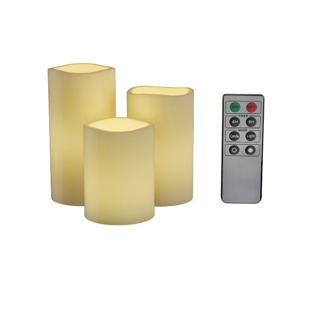 Hasting Home Set Of 3 Flameless Led Pillar Candles With Remote