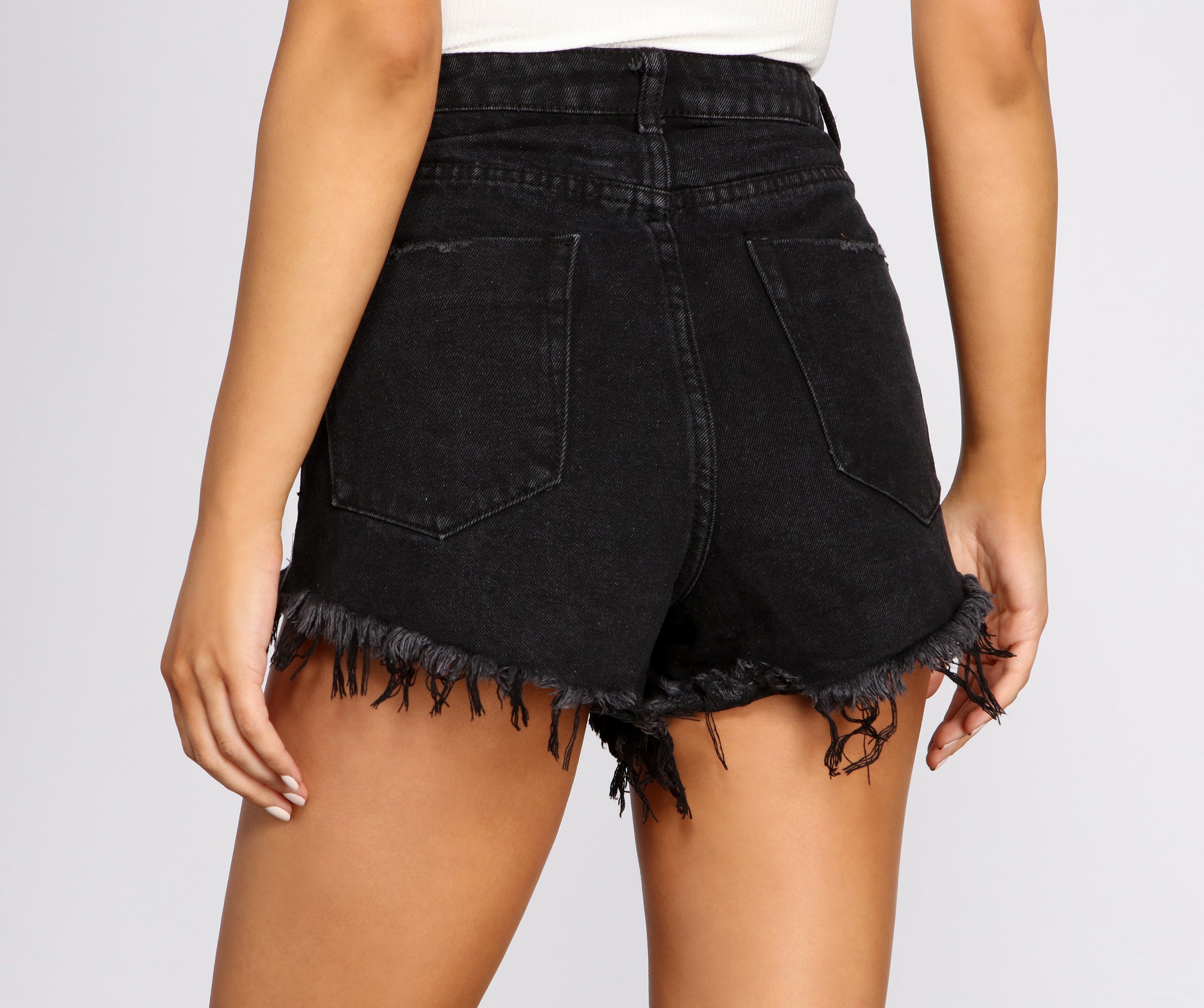 High Waist Button Down Denim Shorts