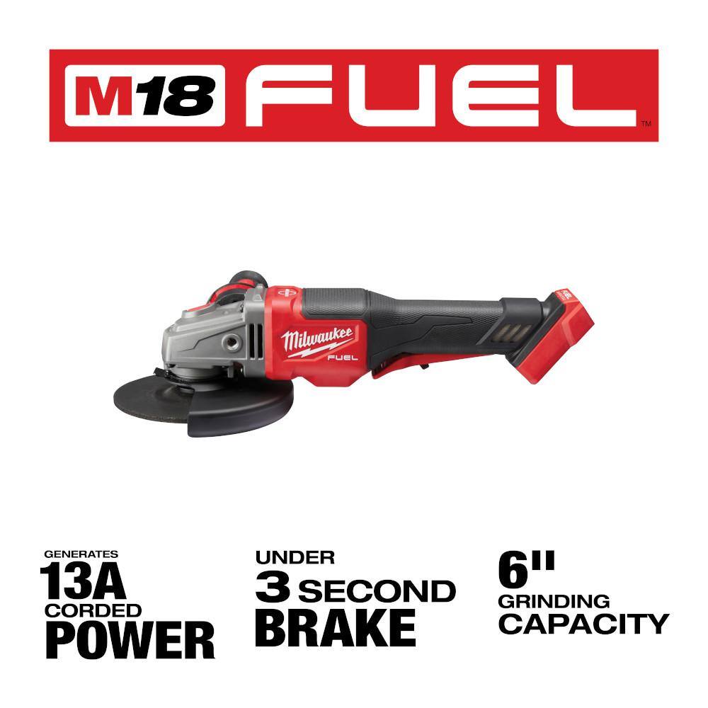 MW M18 FUEL 18-Volt Lithium-Ion Brushless Cordless 4-12 in.6 in. Braking Grinder with Paddle Switch with M18 Hammer Drill 2980-20-2904-20