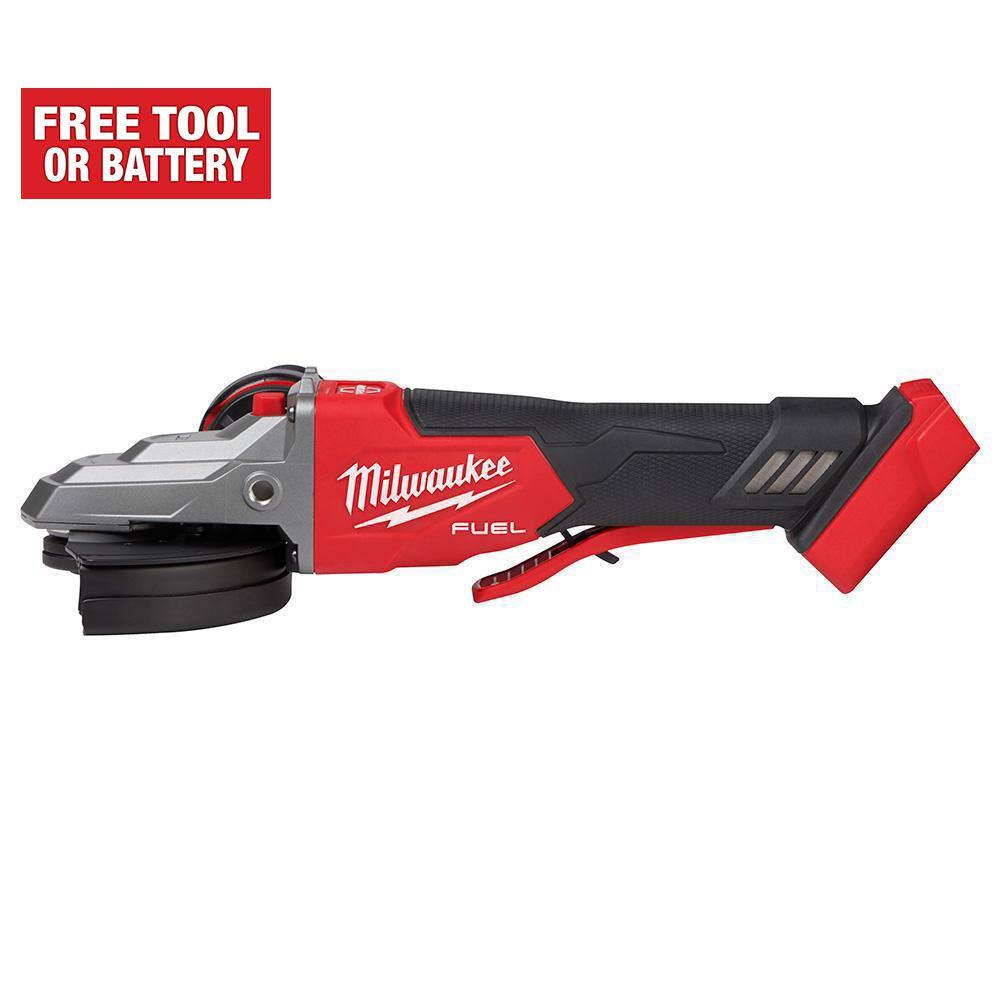 MW M18 FUEL 18V Lithium-Ion Brushless Cordless 5 in. Flathead Braking Grinder with Paddle Switch No-Lock (Tool-Only) 2886-20