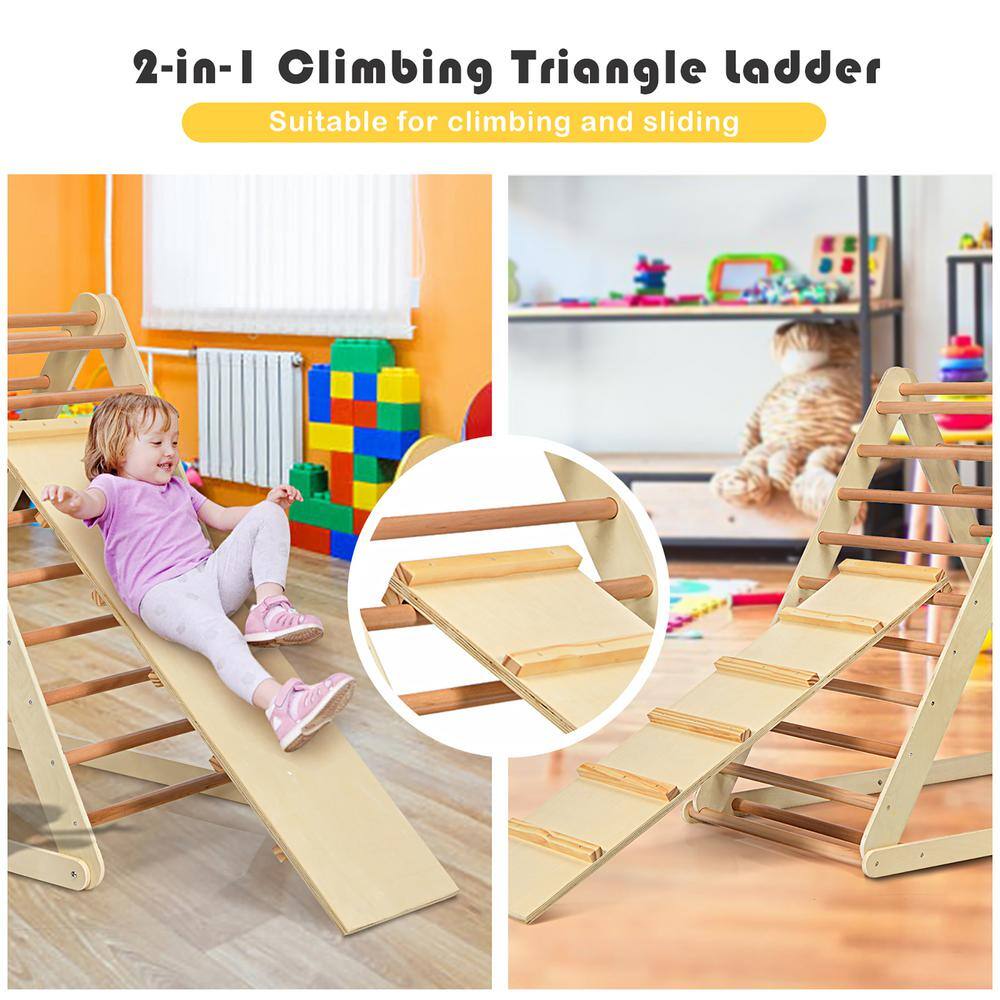 Costway Foldable Wooden Climbing Triangle for Toddler Baby TY327400NA