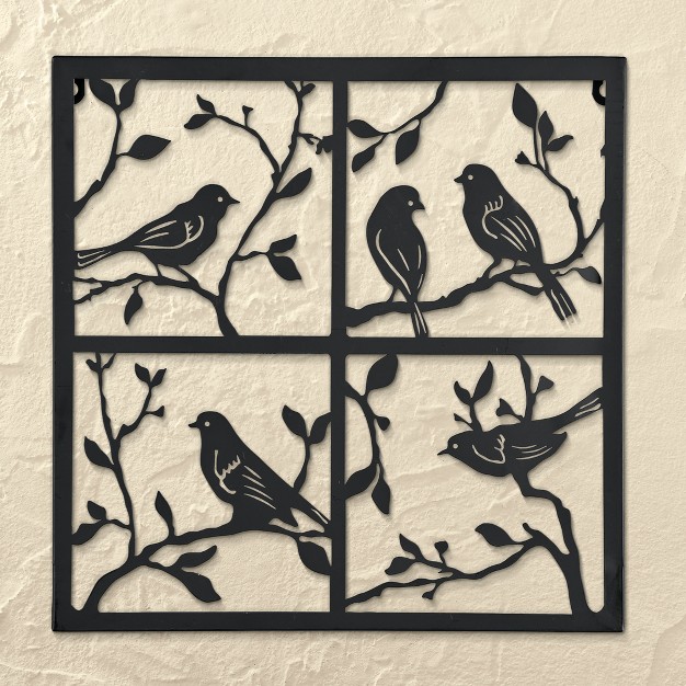 Collections Etc Birds On Branches Metal Wall Decoration Black