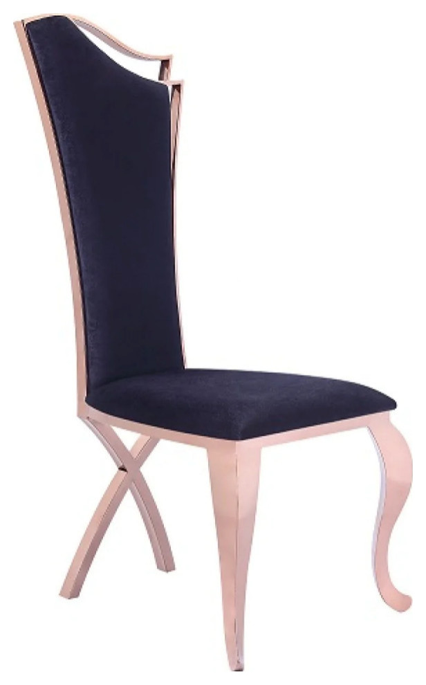 Rayne Transitional Black Velvet and Rosegold Dining Chair  Set of 2   Contemporary   Dining Chairs   by Virgil Stanis Design  Houzz