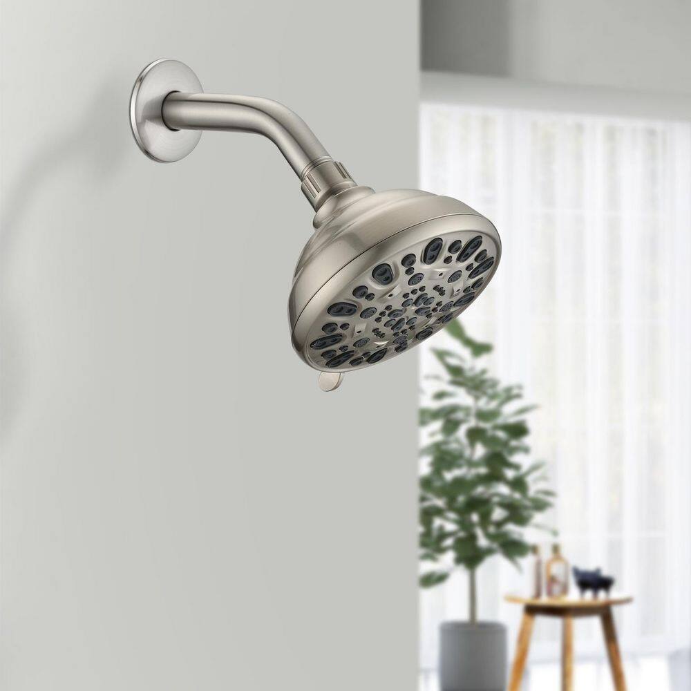 6-Spray Patterns 5 in. Single Wall Mount Handheld Shower Head in Brushed Nickel Koo-LQW1-7345