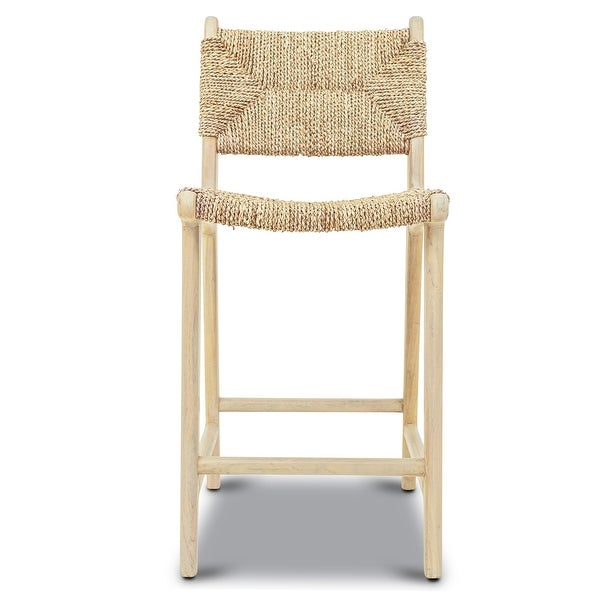 Poly and Bark Forli Teak Indoor Counter Height Stool in Natural - Solid Wood Frame